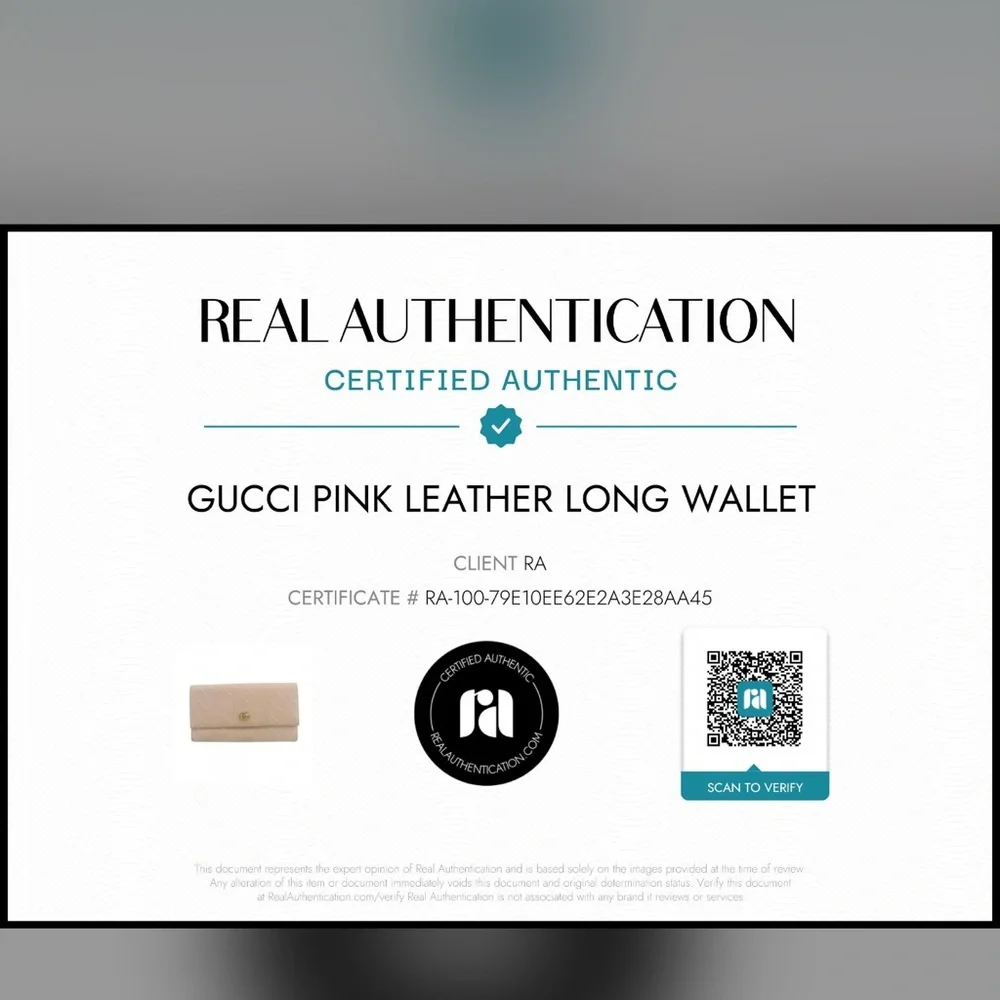 Gucci Light Pink Pebbled Leather Snap Closure Long Wallet | Full Inclusion - Picture 9 of 9